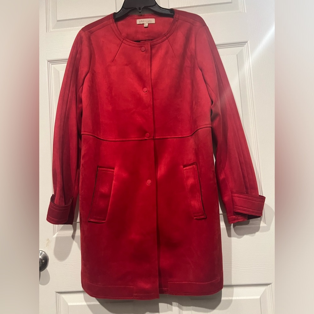 Philosophy Red Faux Suede Jacket Size Large